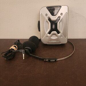 CVS AM/FM Radio Cassette Player in silver is a portable audio device
